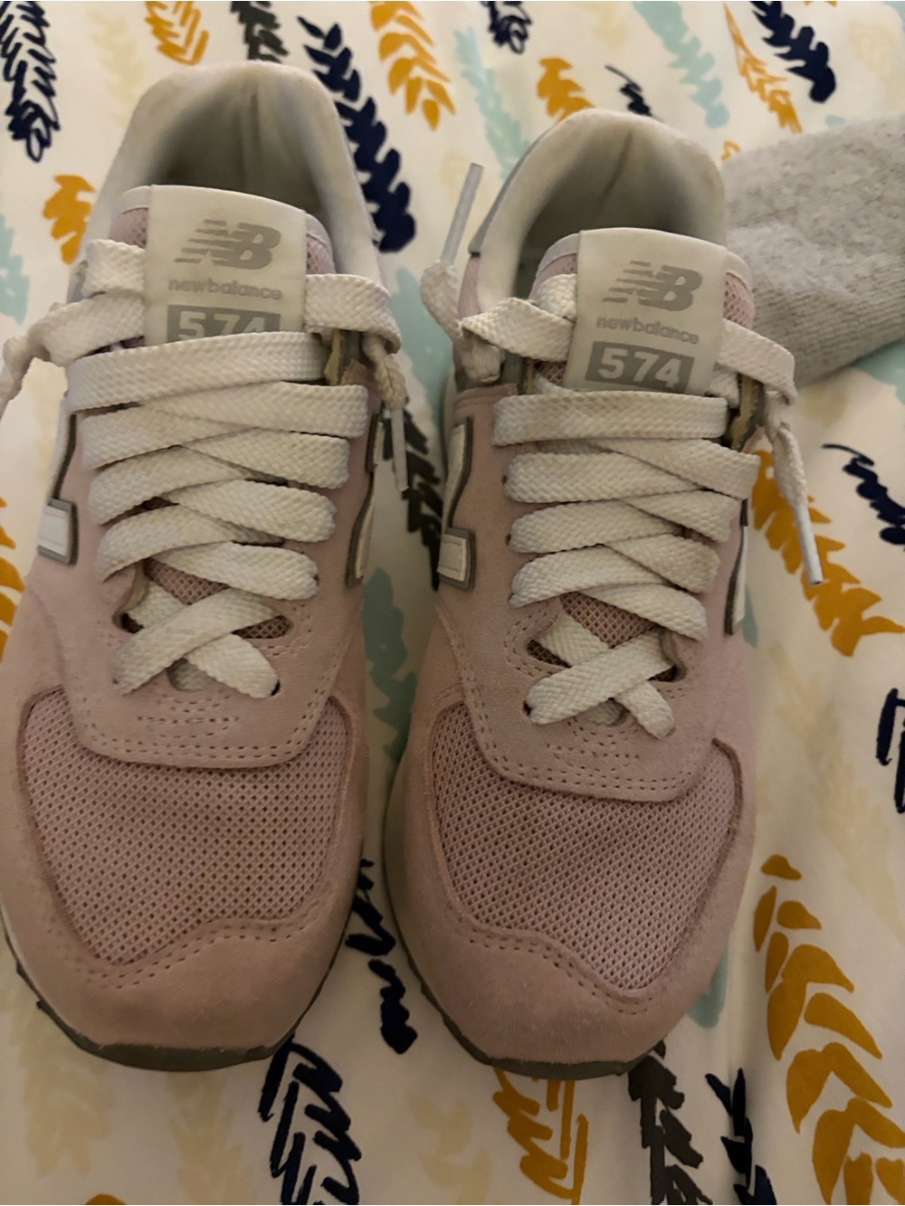 New Balance 574 Pink Suede & Mesh Sneakers - Picture 6 of 8